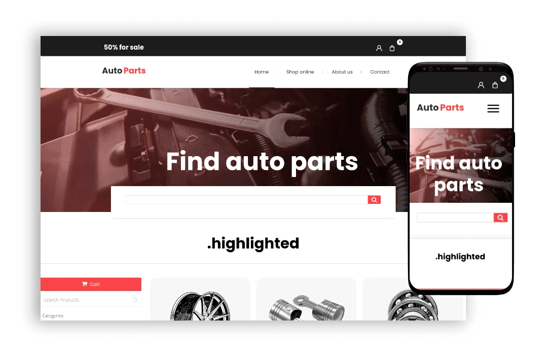 ai website builder - car parts e-commerce website template 1