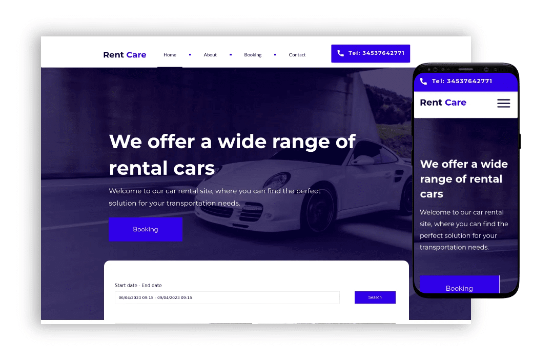 ai website builder - car rentals website template 1