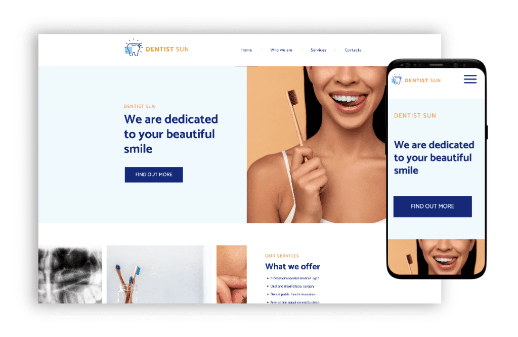 ai website builder - dental services website template 1