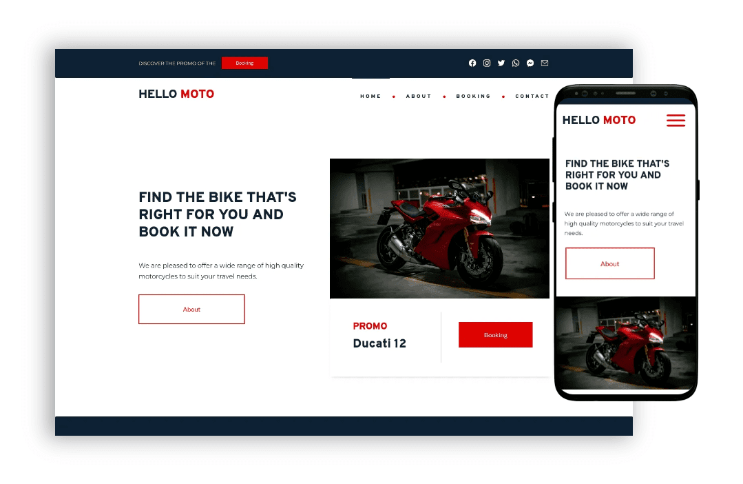 ai website builder - motorbike rentals website template 1
