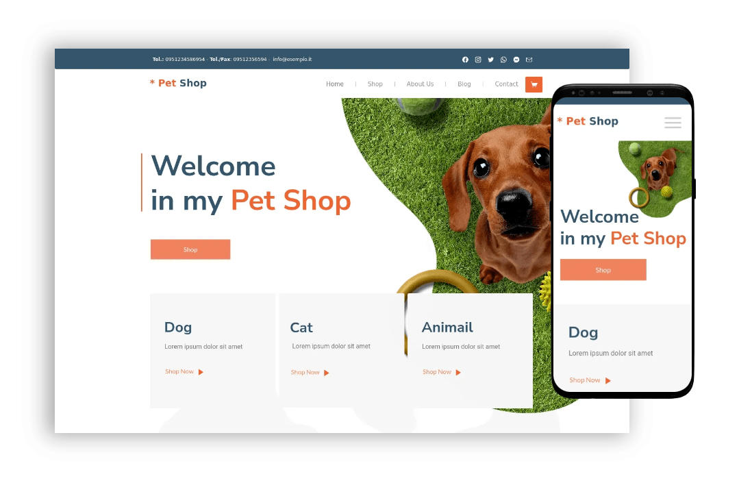 ai website builder - pets e-commerce website template 1