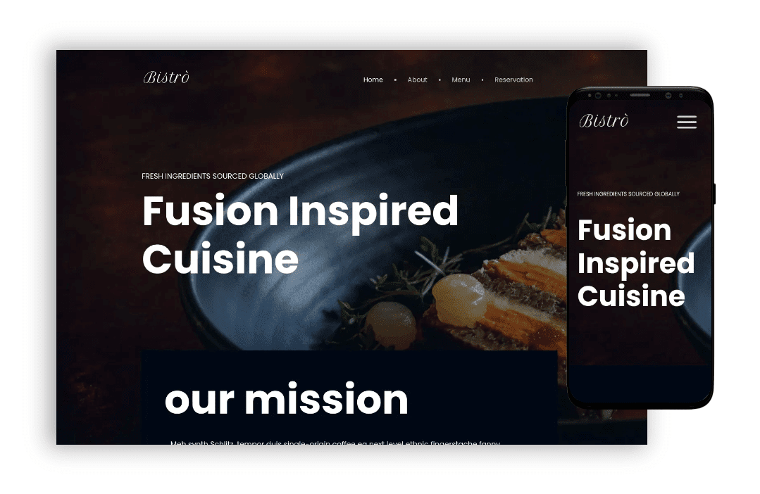 ai website builder - restaurant website template 2